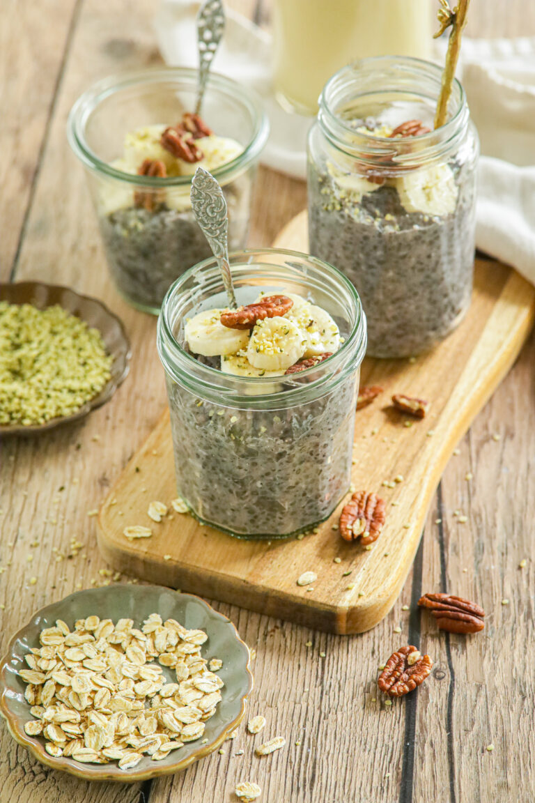 Overnight oats chia blauwe bessen citroen