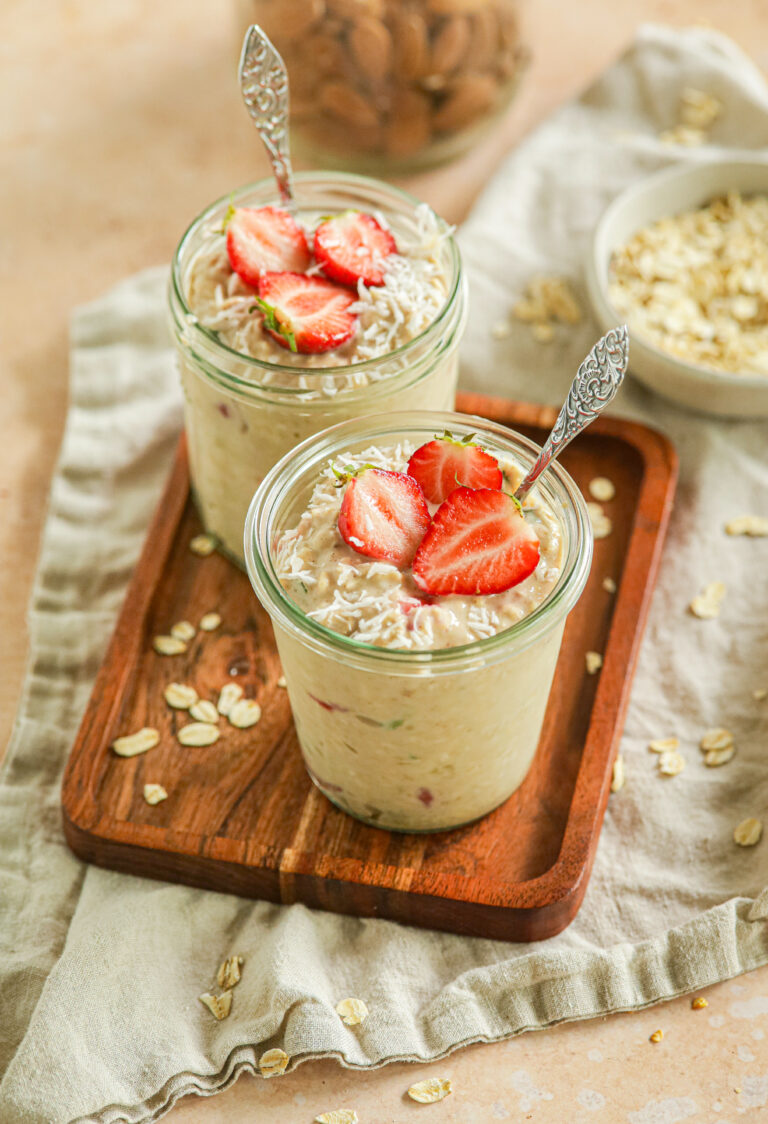 overnight oats aardbei banaan